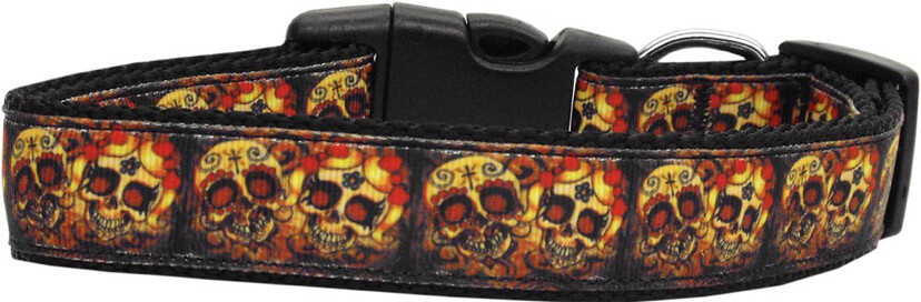 Skulled Cross Lovers Nylon Dog Collar