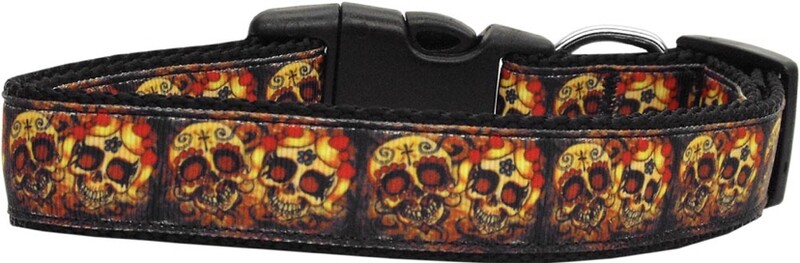 Skulled Cross Lovers Nylon Dog Collar