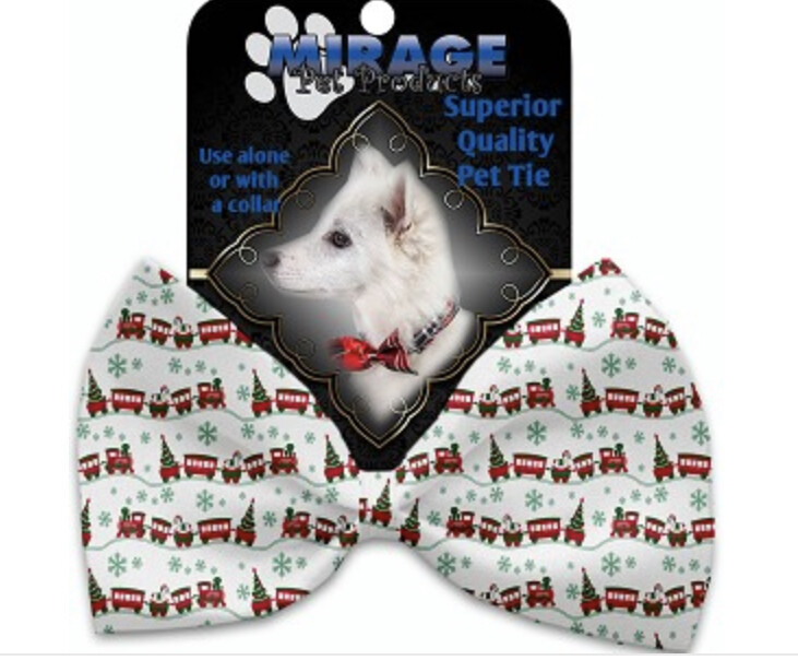 Christmas Trains Pet Bow Tie