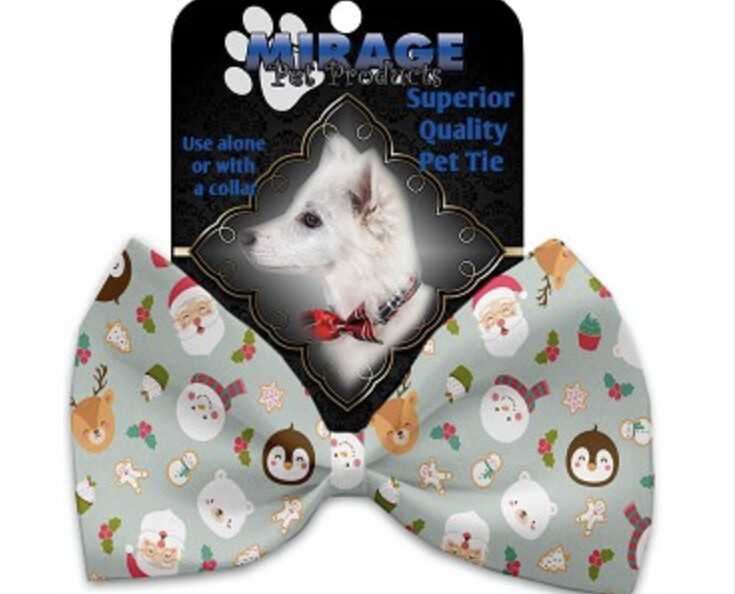 Gray Christmas Party Pet Bow Tie