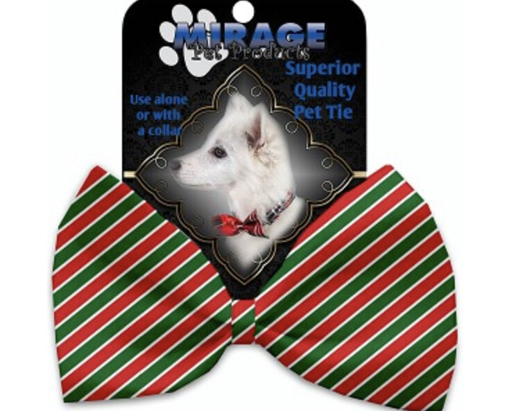 Christmas Stripes Pet Bow Tie