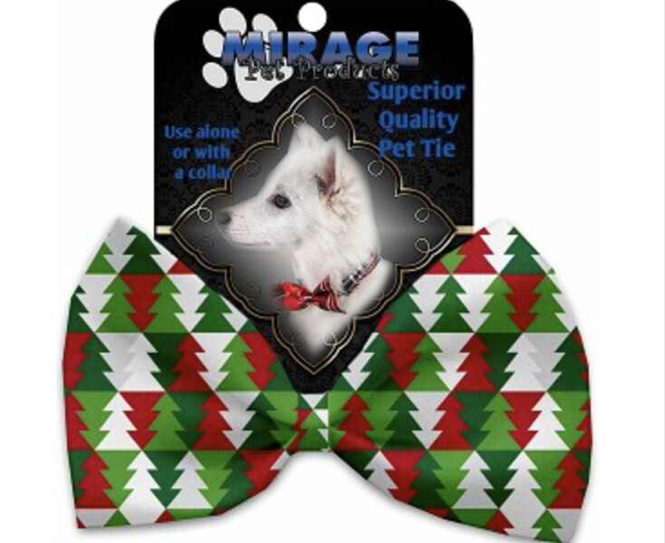 Classy Christmas Trees Pet Bow Tie