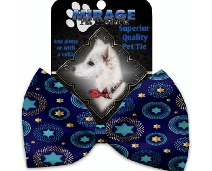 Blue Star of David Pet Bow Tie