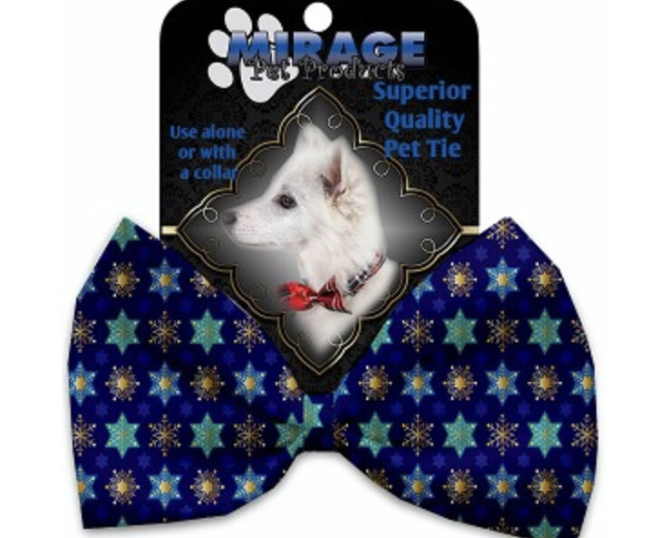 Star of Davids and Snowflakes Pet Bow Tie