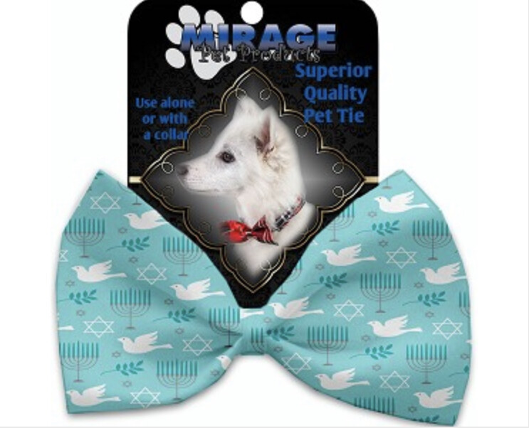 Peace and Hannukah Pet Bow Tie