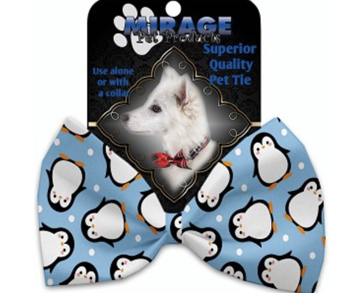 Penguins in Blue Pet Bow Tie