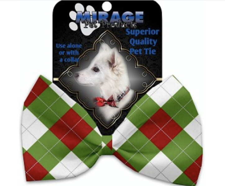 Christmas Argyle Pet Bow Tie