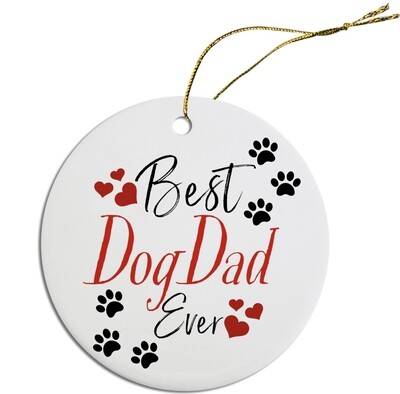 ROUND CHRISTMAS ORNAMENT BEST DOG DAD