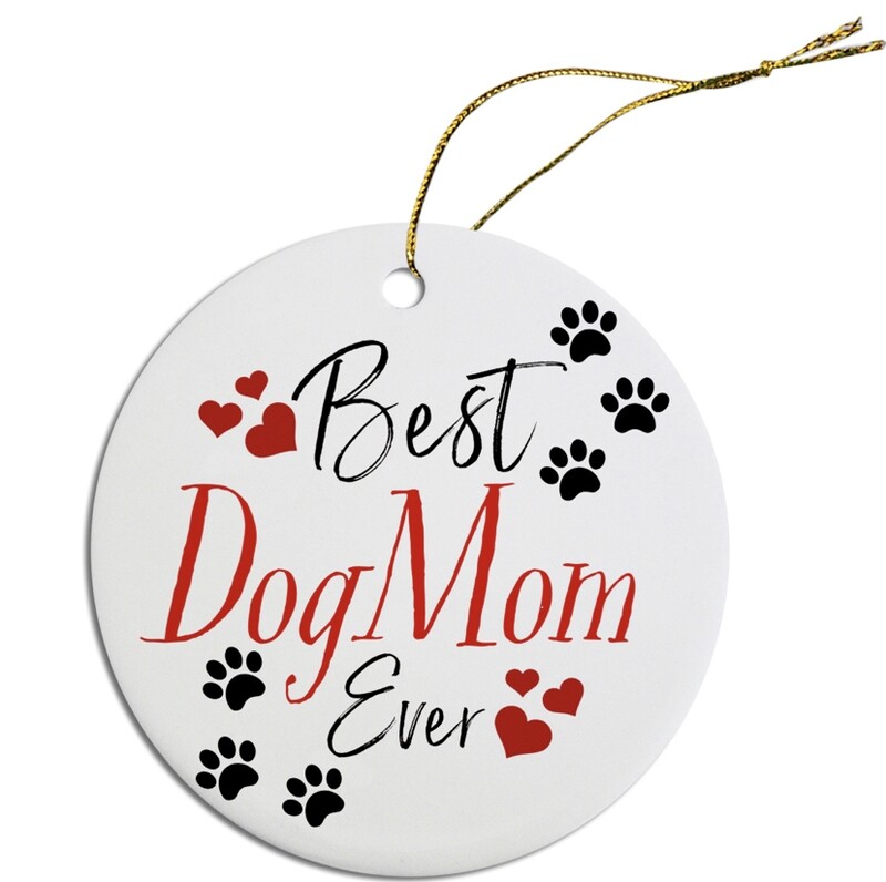ROUND CHRISTMAS ORNAMENT BEST DOG MOM