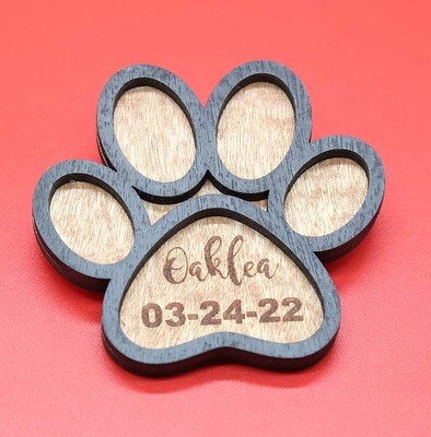 Wooden Memorial Dog Paw Magnetic