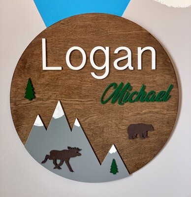 Woodland Theme Custom Nursery Name Sign