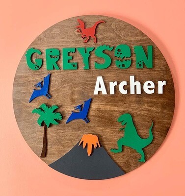 Dinosaur Theme Custom Nursery Name Sign