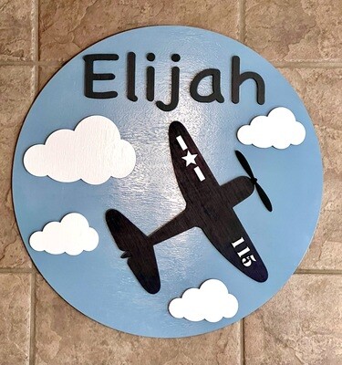 Airplane Theme Custom Nursery Name Sign