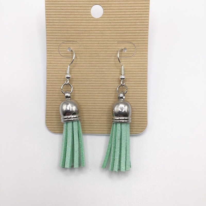 Teal Tassel Earrings