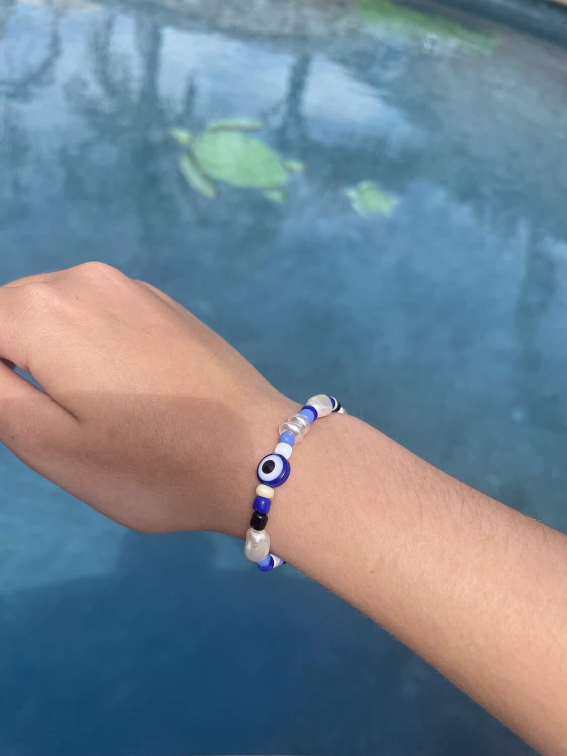 Evil Eye Blue Pearl Bracelet