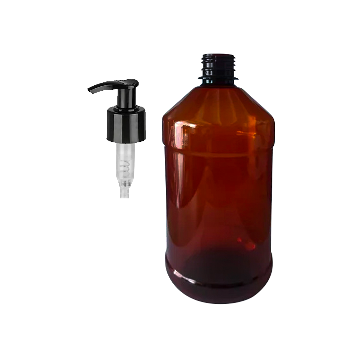 ENVASE PET 1000 ML AMBAR + BOMBA CREMERA DECORATIVO