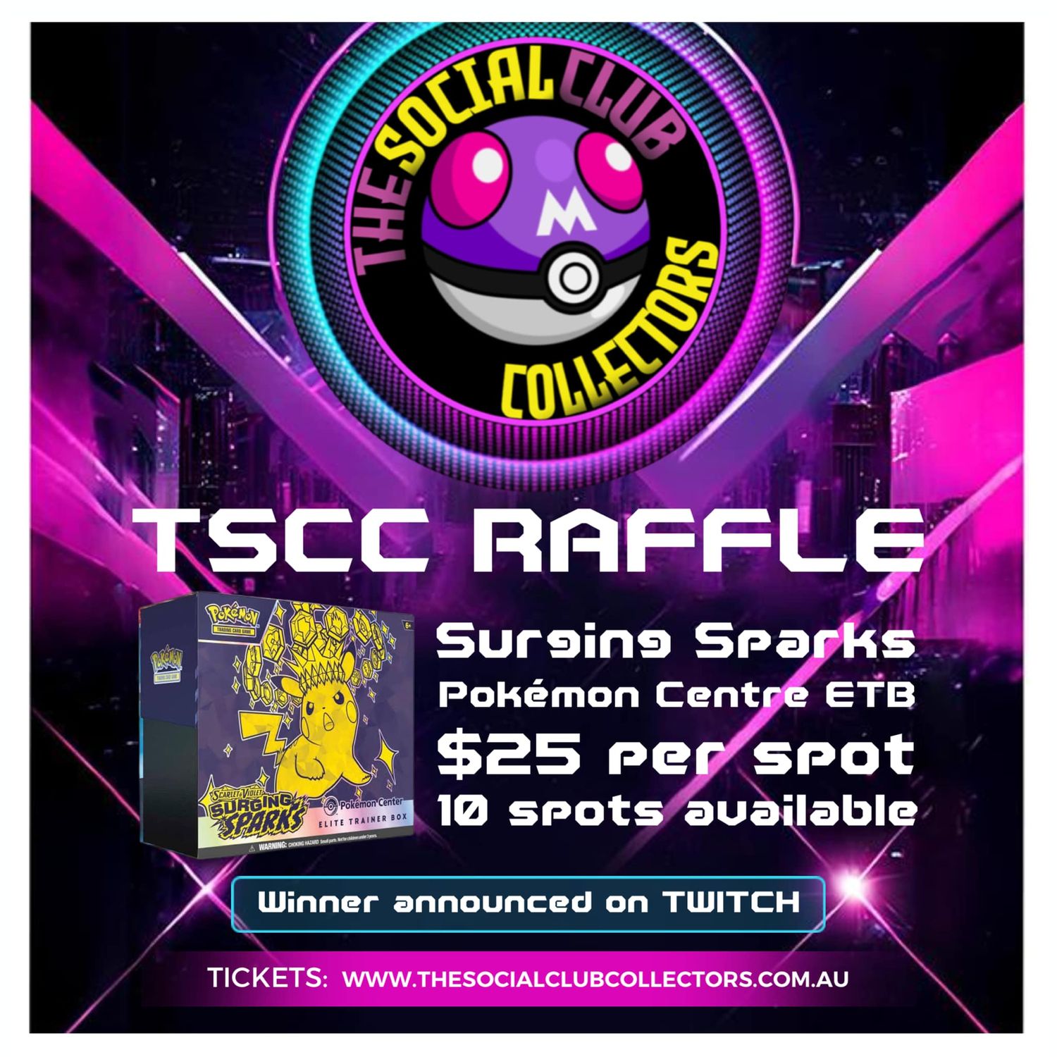 SURGING SPARKS POKEMON CENTER ETB RAFFLE