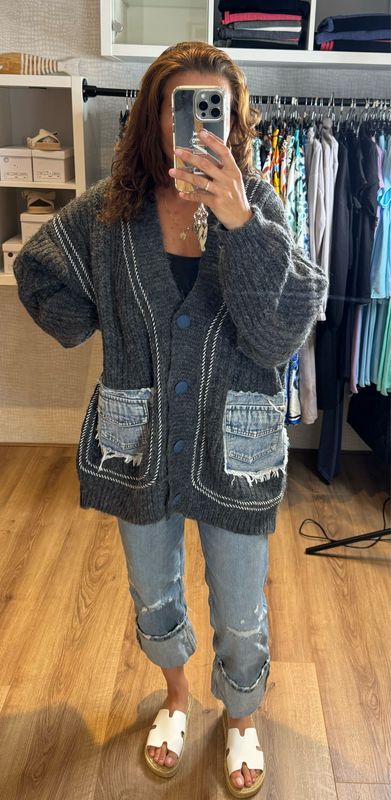 Grijs Denim Cardigan