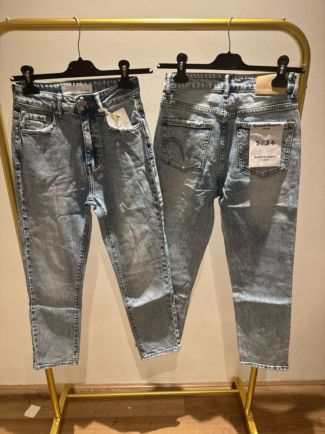 Queen hearts strainht cropped jeans