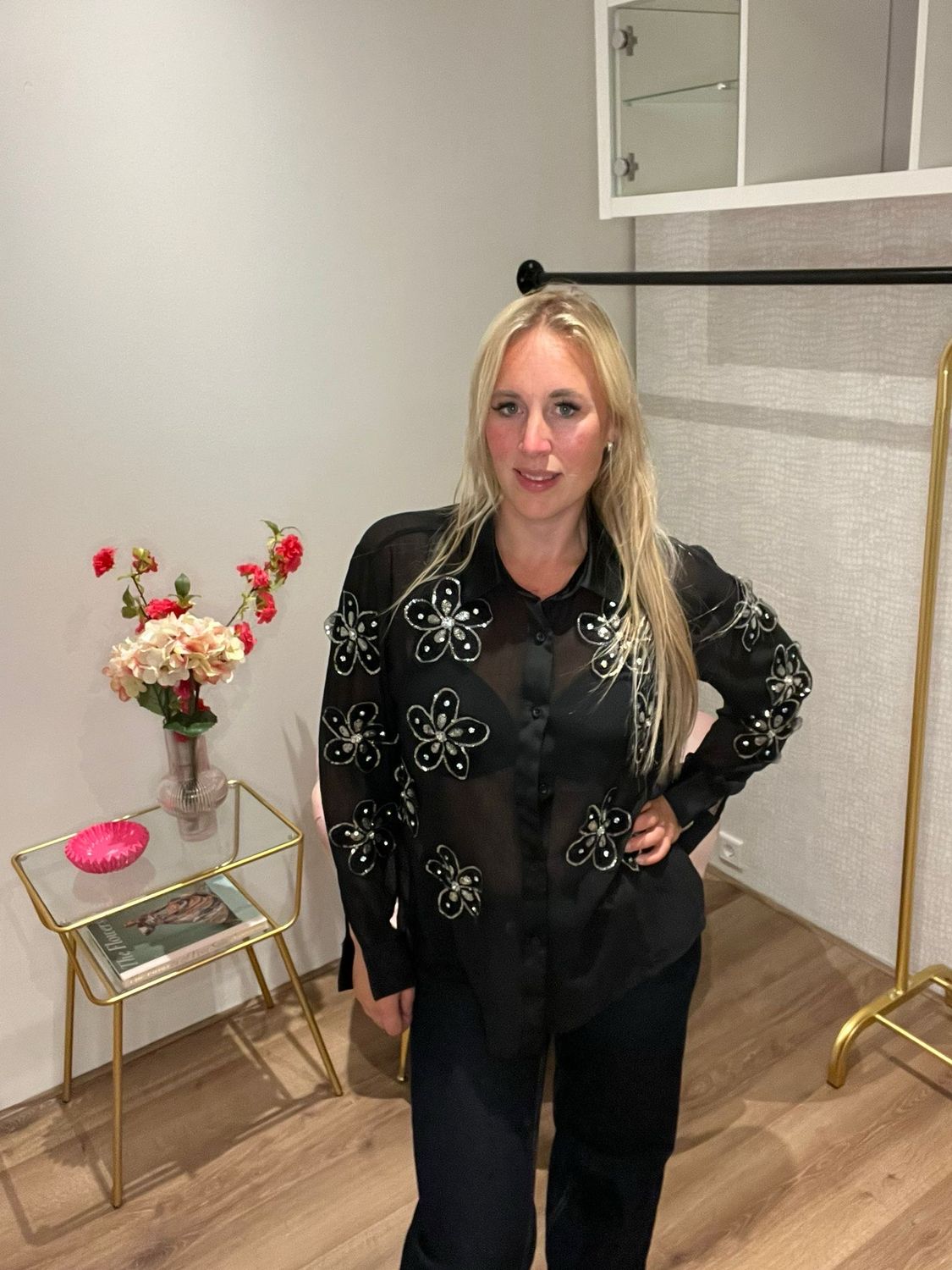 Zwart flower blouse