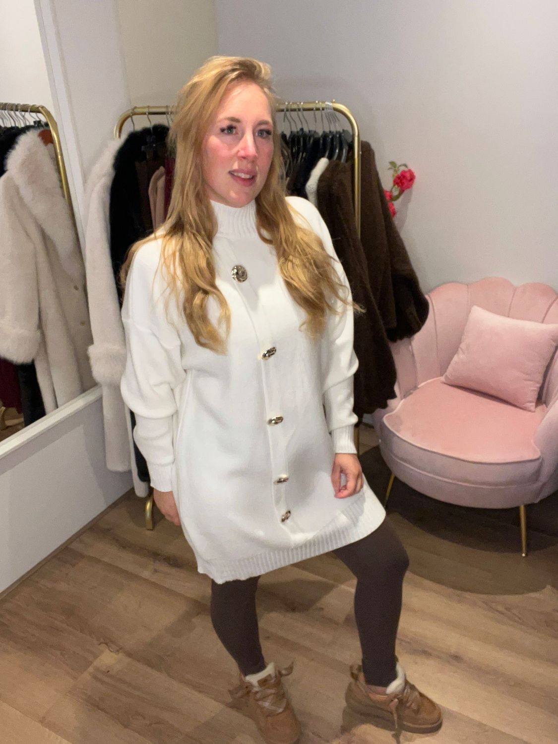 Oversized sweater dress - ecru