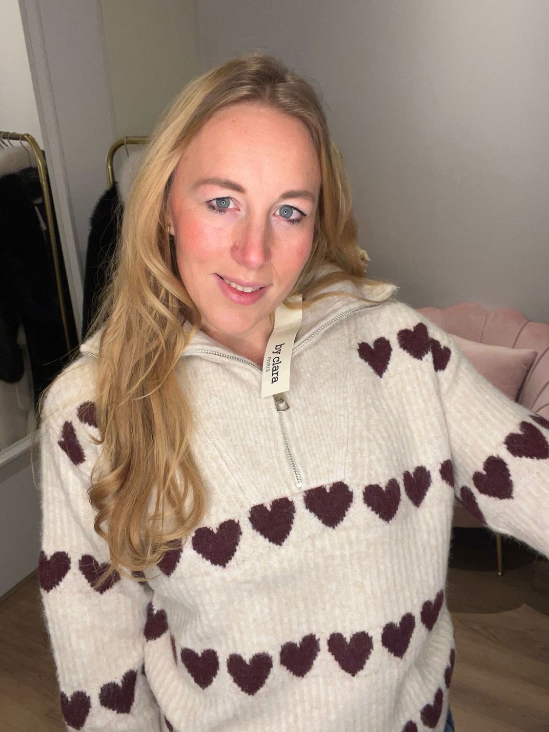 Big heart zip sweater