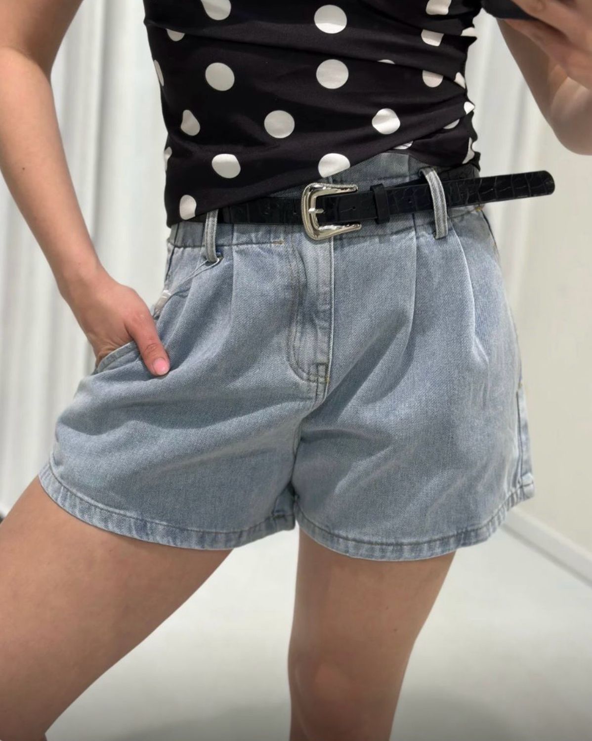 High waist short met riem