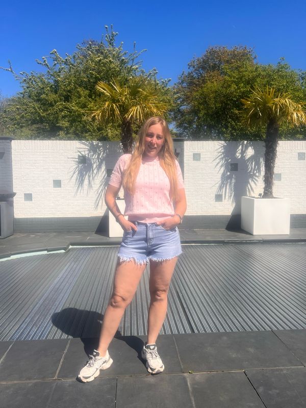 Rhinestone short roze