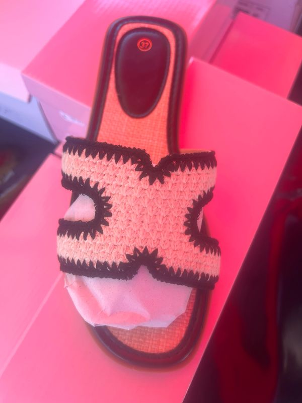 Zwart/creme slipper