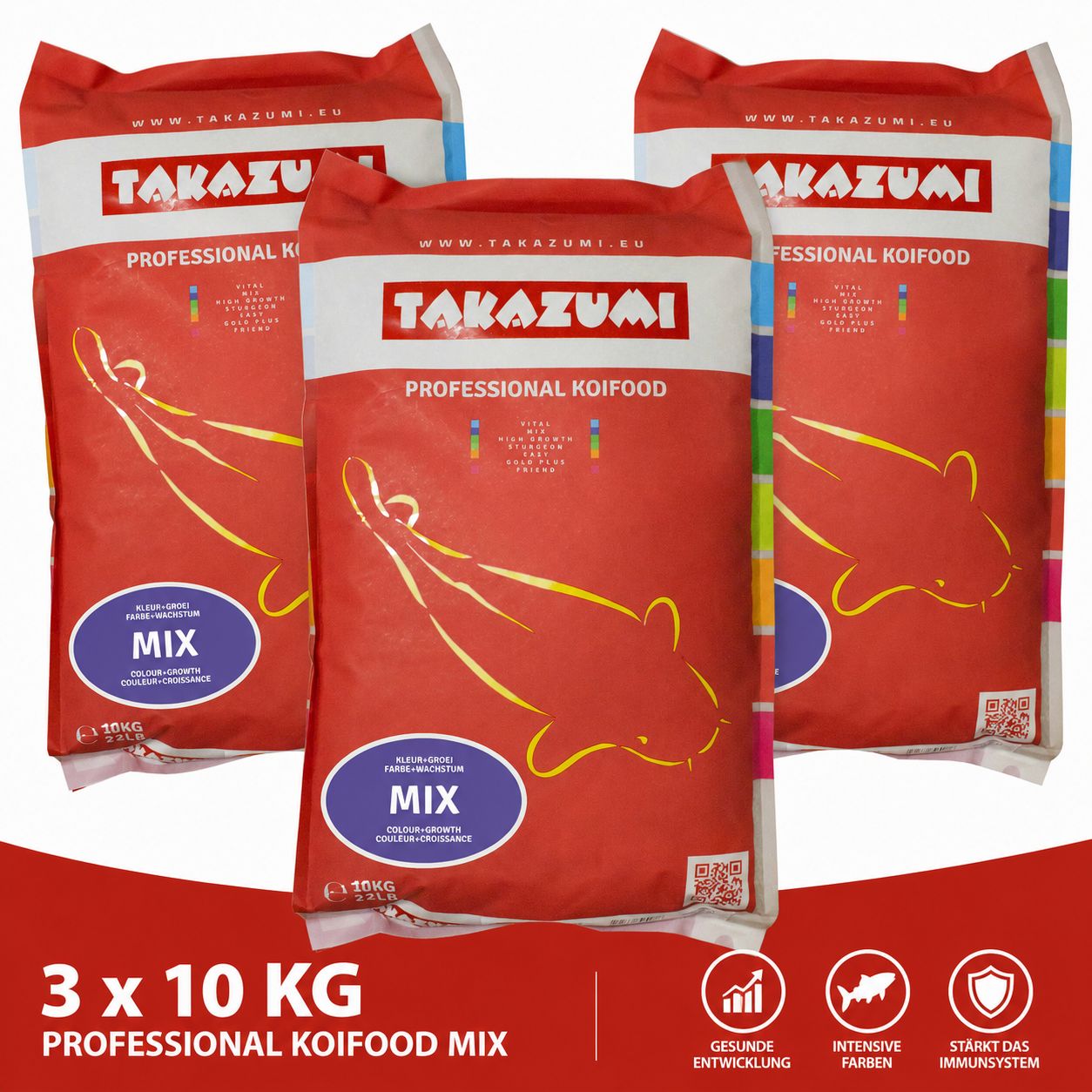 3 x 10 Kg Takazumi, Mix, Koifutter, 5mm, 30 Kg