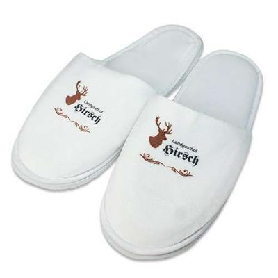 Frottee-Slipper weiß geschlossen mit Kunststoffsohle
