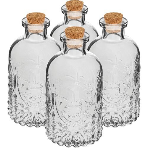 Decoratieve fles met kurk 240ml 4 stuks