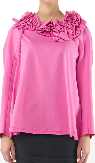Long Sleeve Top with Ruffled Neckline – Elegant &amp; Feminine