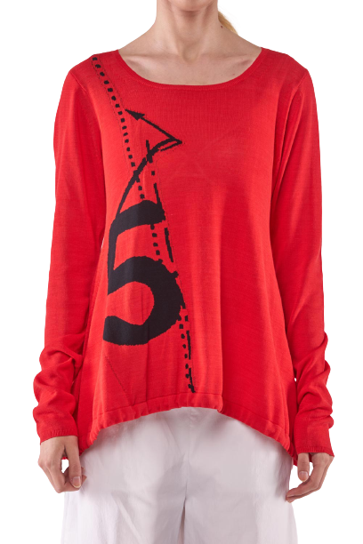 Contemporary Graphic Knit Top – Long Sleeve, Stylish &amp; Comfortable