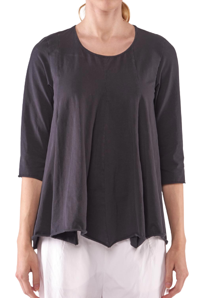 Quarter Sleeve Top – Asymmetrical Hem Design