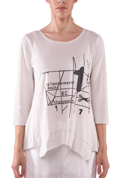 Asymmetrical Graphic Print Quarter Sleeve Top – Bold Casual Edge