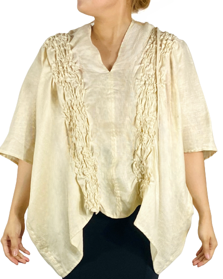 Ruffled Detailed Textured V-Neck Top