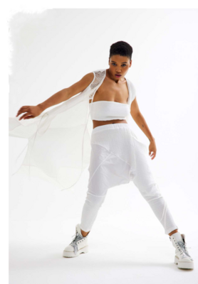 White Textured Harem Pants