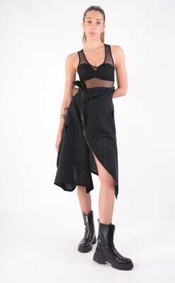 Asymmetric Wrap Skirt with Side Tie