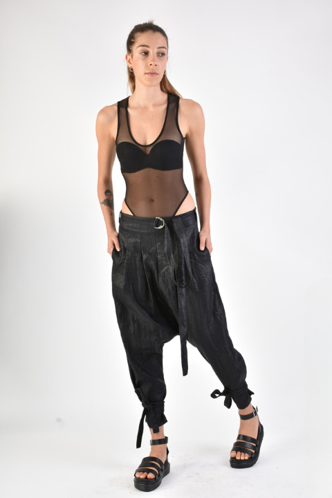 Textured Drop-Crotch Pants – Avant-Garde Urban Appeal