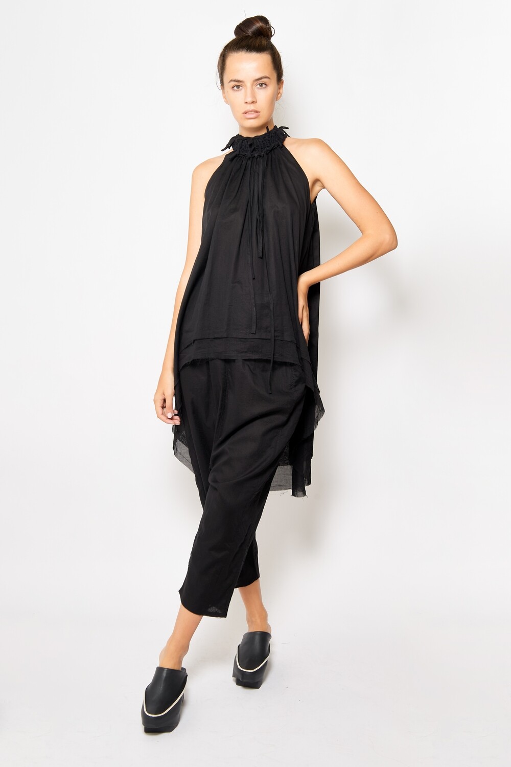 Black High Neck Flowing Tunic – Sleek Modern Elegance