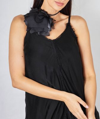 Black Fabric Flower Necklace – Elegant Handmade Statement