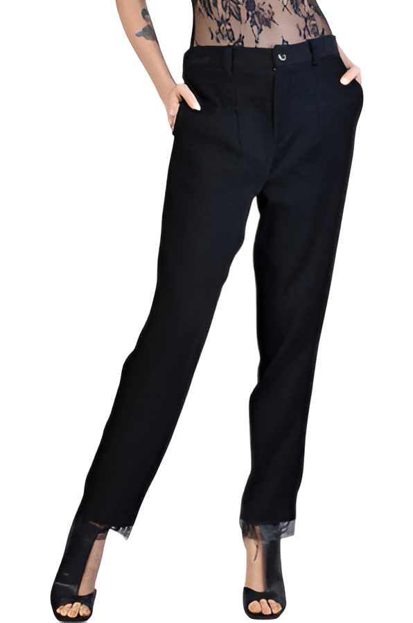 Tailored Trousers with Sheer Hem – Sleek Feminine Edge