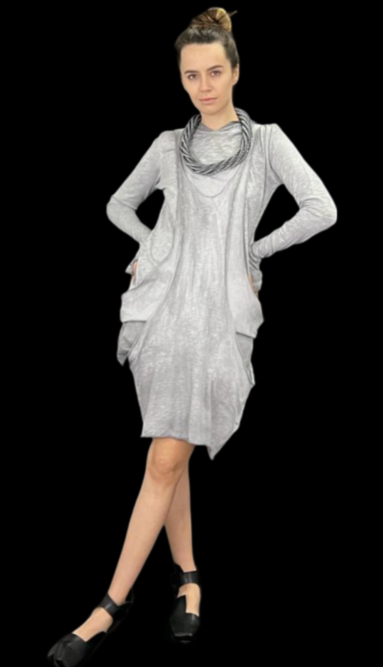 Draped Tunic Dress – Avant-Garde Fluid Silhouette