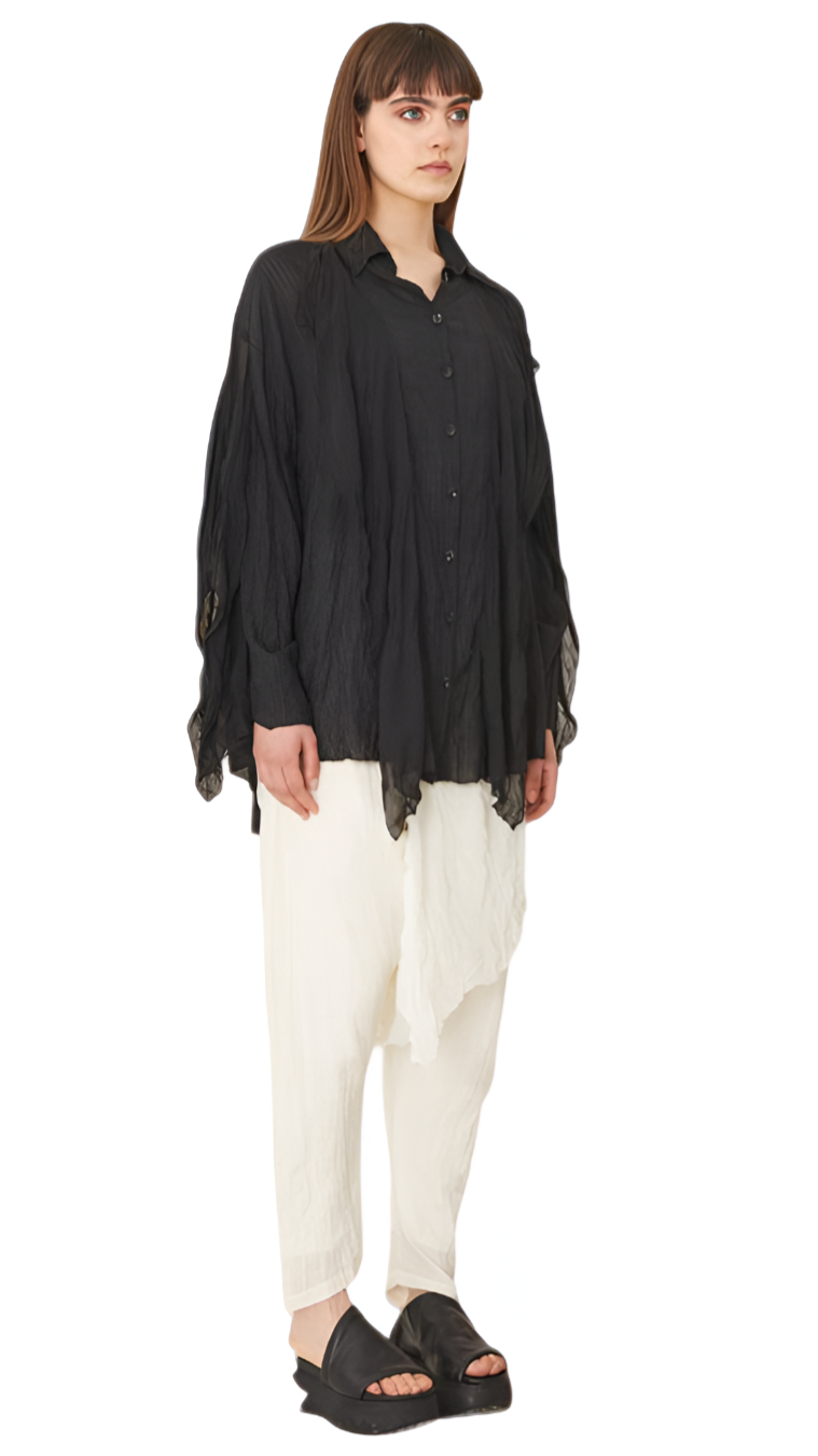 Crinkled Oversized Shirt – Effortless Button-Up Style