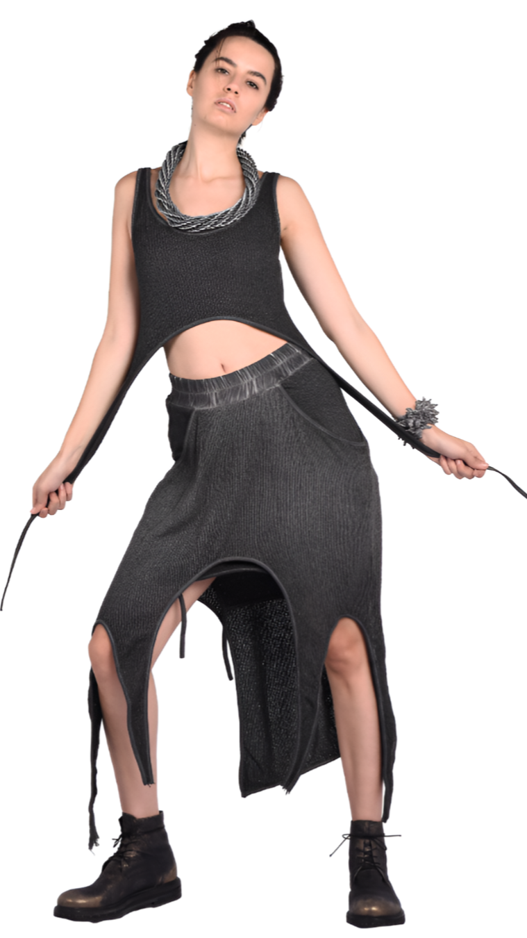 Futuristic &amp; Bold Edgy Knit Crop Top