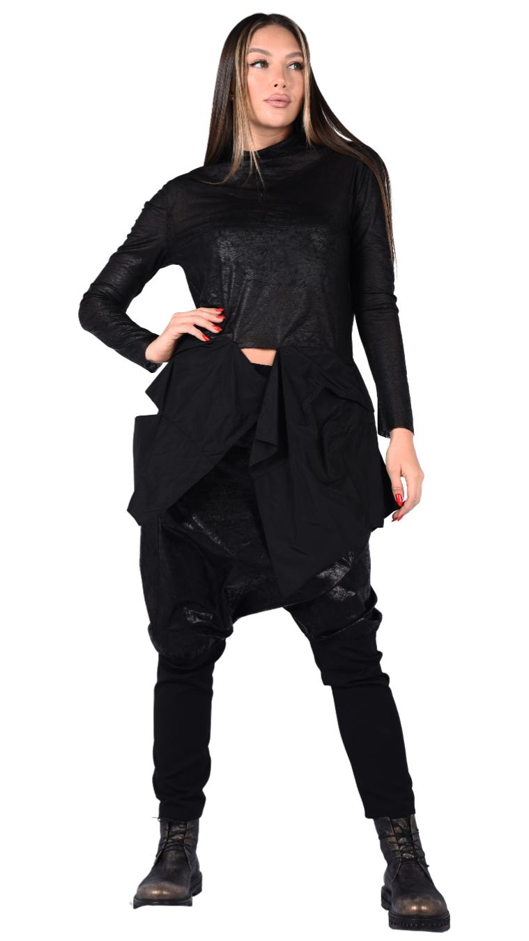 Sheer High Neck Long Sleeve Top – Edgy Transparent Layering Piece