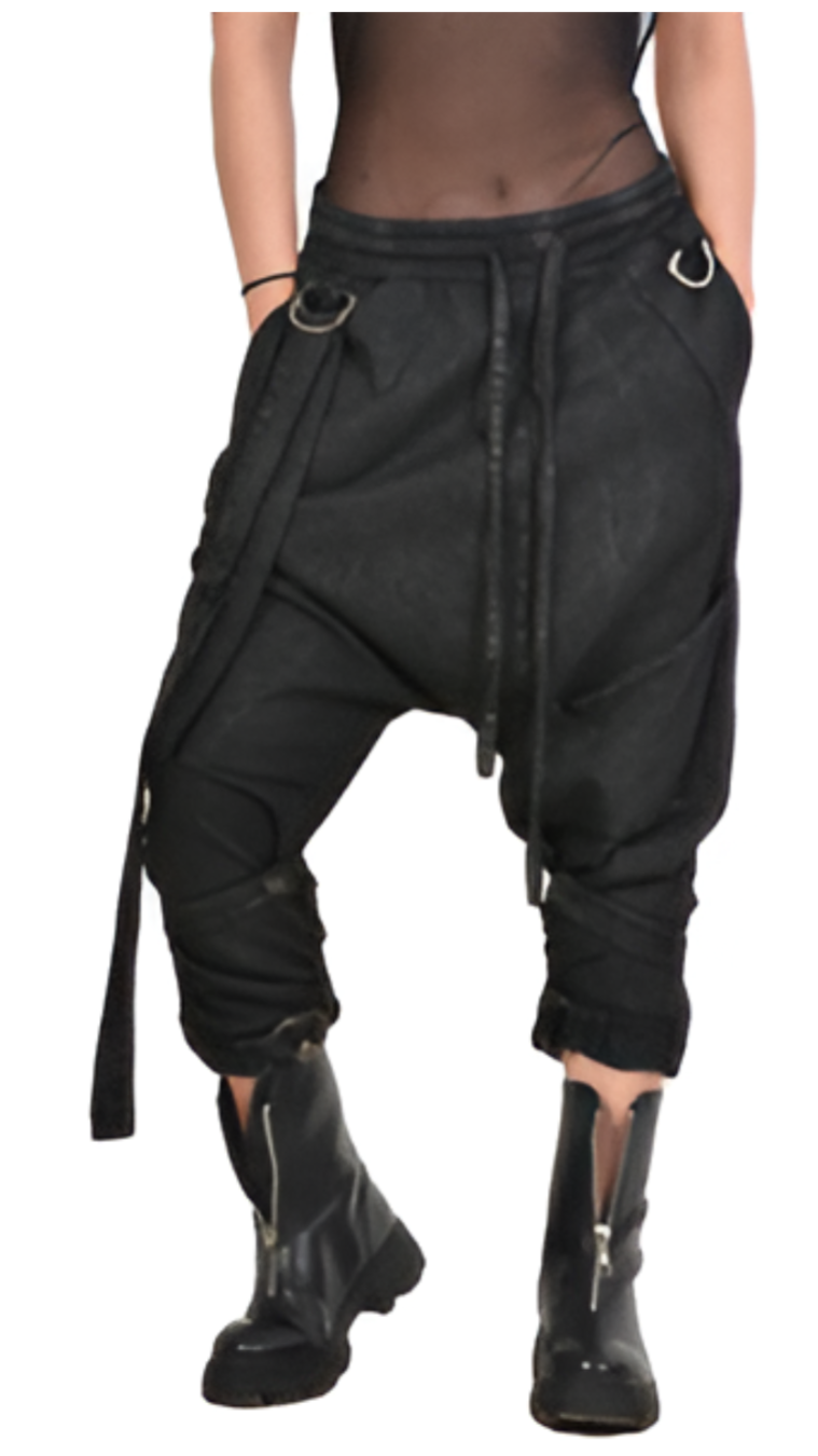Black Drop-Crotch Utility Pants – Edgy Streetwear Essential