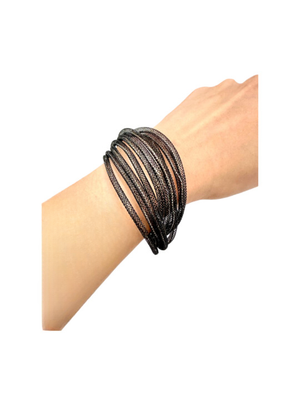 Sleek Black Mesh Cable Bracelet