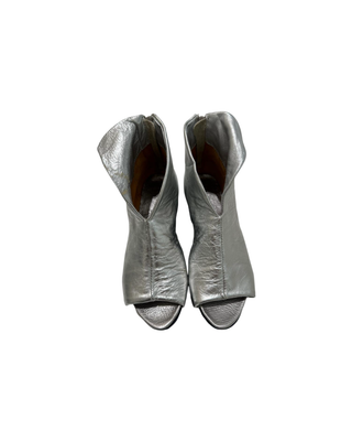 Metallic Open-Toe Ankle Boot Sandals